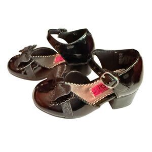 Rachel Shoes Shiny Black Mary Jane Ankle Strap Dress Shoes Size 6M